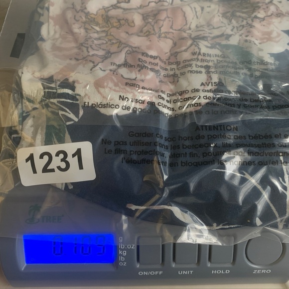 1231 Blue Floral A-Line Dress with 3/4 Sleeves and Crew Neck - Picture 5 of 5